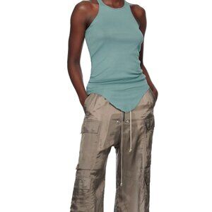 RICK OWENS Teal Green Hollywood Basic Rib Tank Top in XS